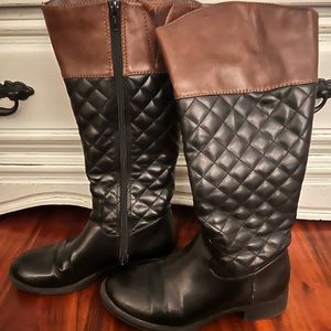 Black & Brown tall boots